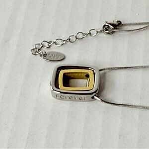 🆕 Modern Silver-Tone “Forever” Crystal Slide Necklace | Adjustable | 17”-18”